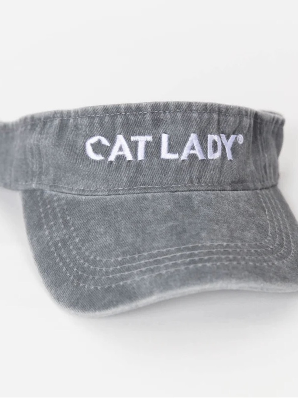 Cat Lady Gray Visor Hat - New, Never Worn